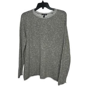 Eileen Fisher Organic Linen & Cotton Pullover Gray Crew Neck Sweater Size Medium